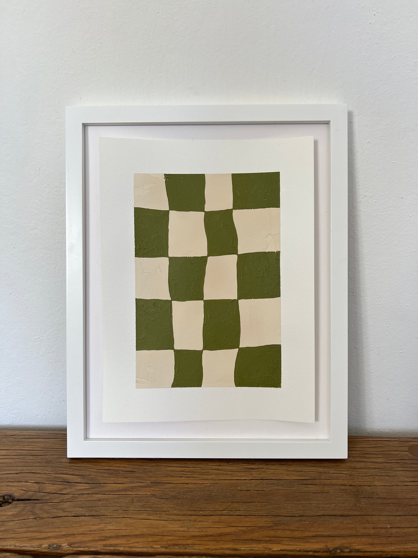 ‘Olive Check Board’ on paper VII