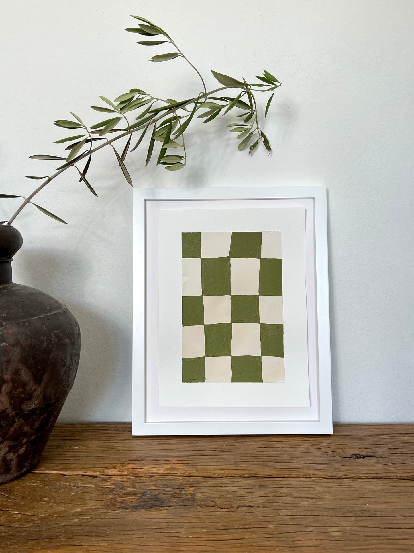 ‘Olive Checker Board’ on paper VIII