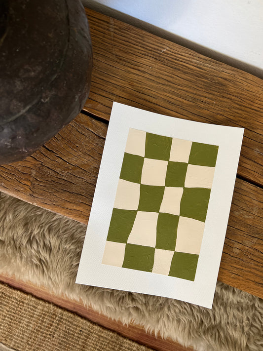 ‘Olive Checker Board’ on paper IV