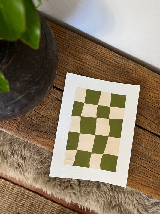 ‘Olive Checker Board’ on paper V