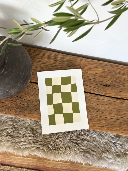 ‘Olive Checker Board’ on paper IX