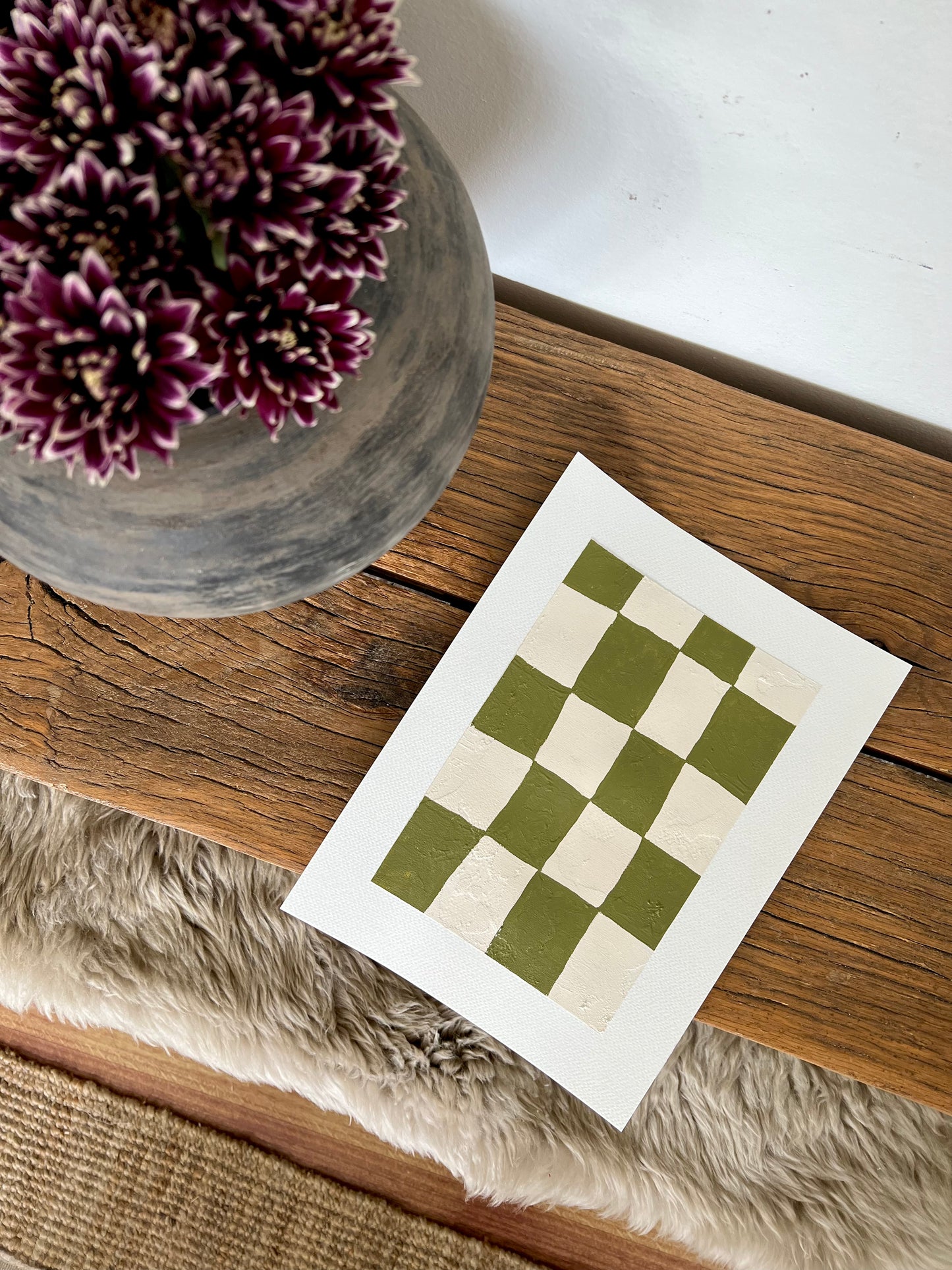 ‘Olive Checker Board’ on Paper