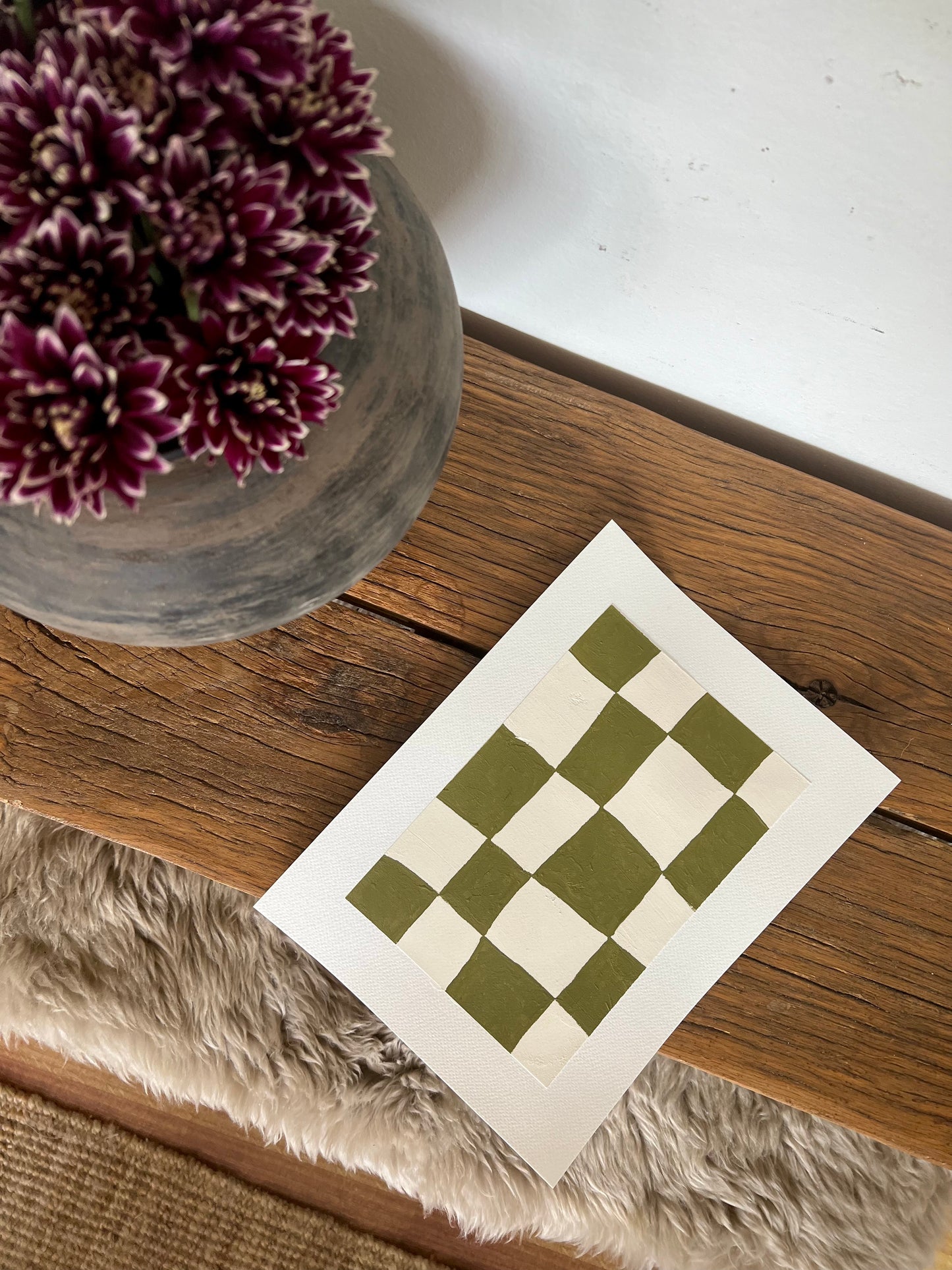 ‘Olive Checker Board’ on Paper II